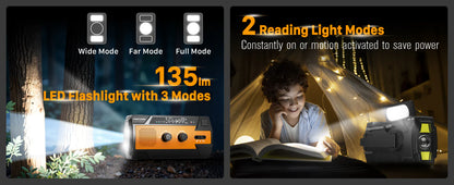 6-in-1 Noodradio op Zonne-energie met 14800 mAh Powerbank & SOS